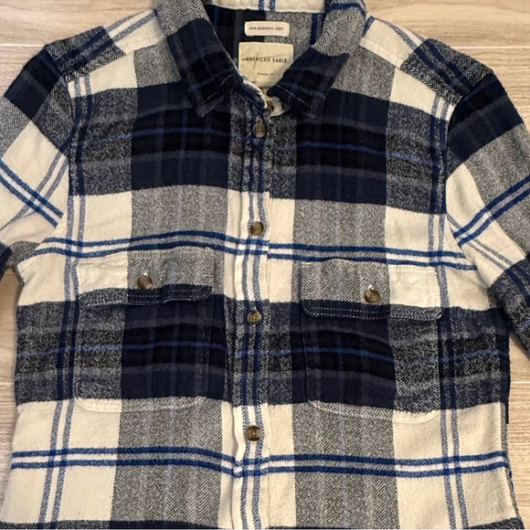 American Eagle “Ahh-Mazingly Soft” Blue Flannel Shirt — Size Small - Picture 6 of 9